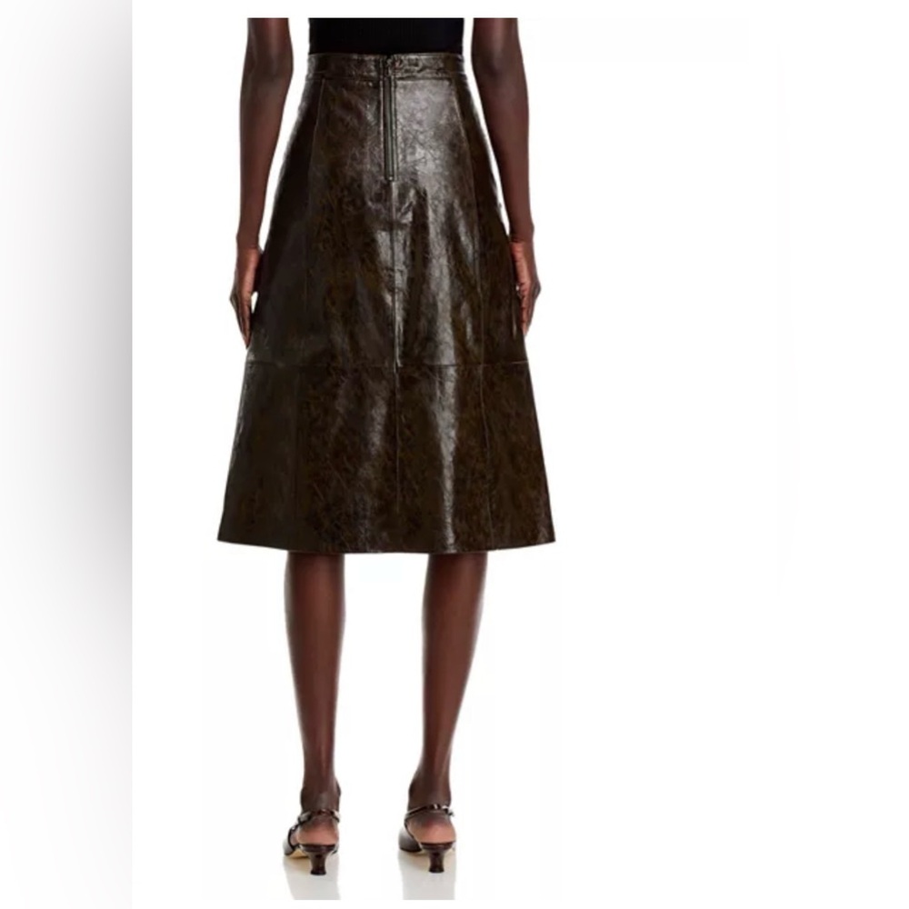 KOBI HALPERIN ZADIE SKIRT FAUX Brown Leather vegan Skirt Sz 4 NEW NWT - Picture 4 of 8